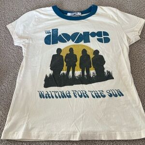 Anthropologie The Doors Cream and Blue Graphic Tee